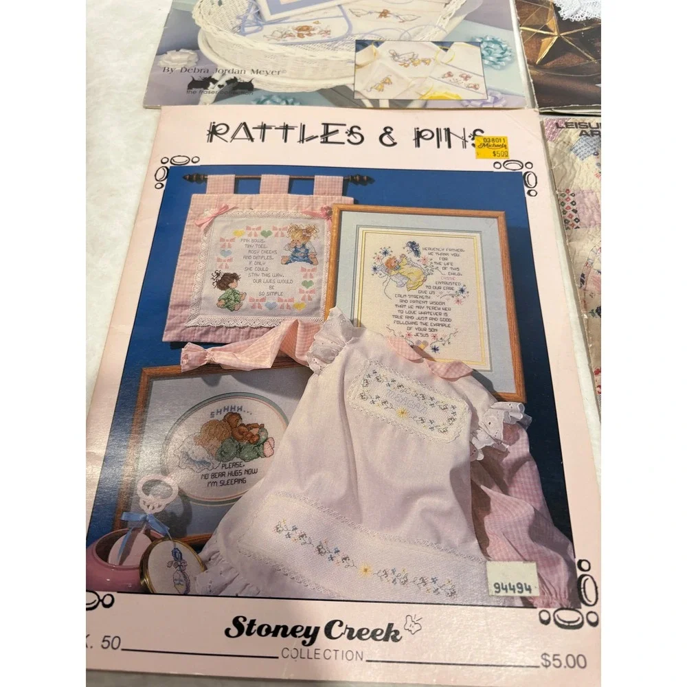 Vintage‎ Cross Stitch Pattern Booklets Lot Baby Angel Paula Vaughan Stoney Creek